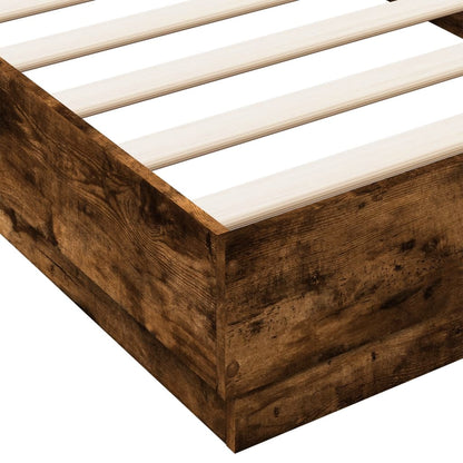 Bed Frame with LED Lights Smoked Oak 90x200 cm