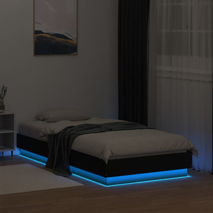 Bed Frame with LED Lights Black 90x190 cm Single