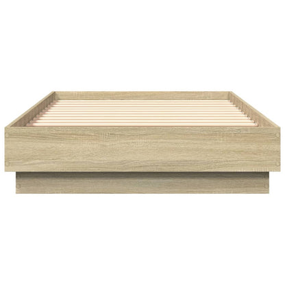 Bed Frame with LED Lights Sonoma Oak 90x190 cm Single