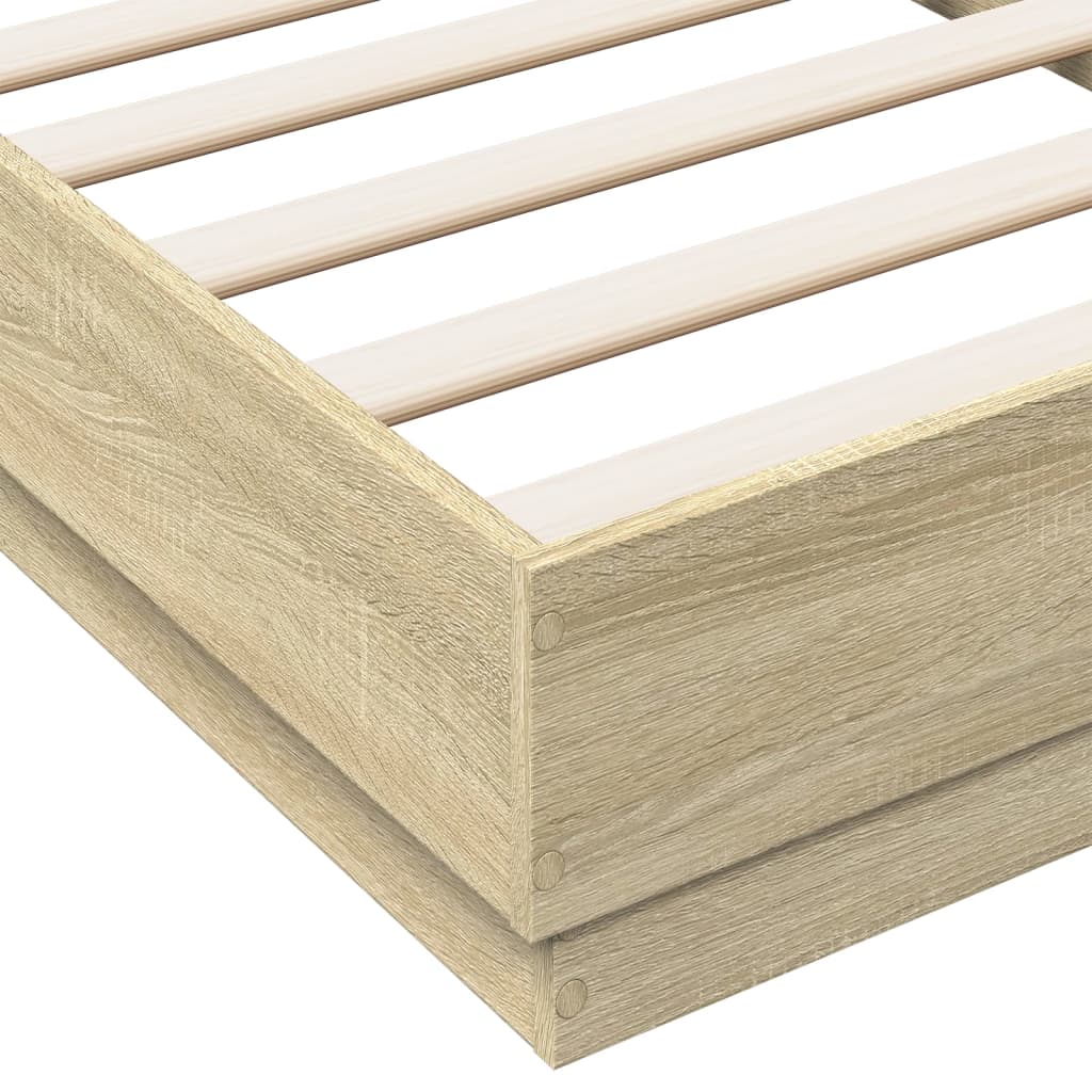 Bed Frame with LED Lights Sonoma Oak 90x190 cm Single