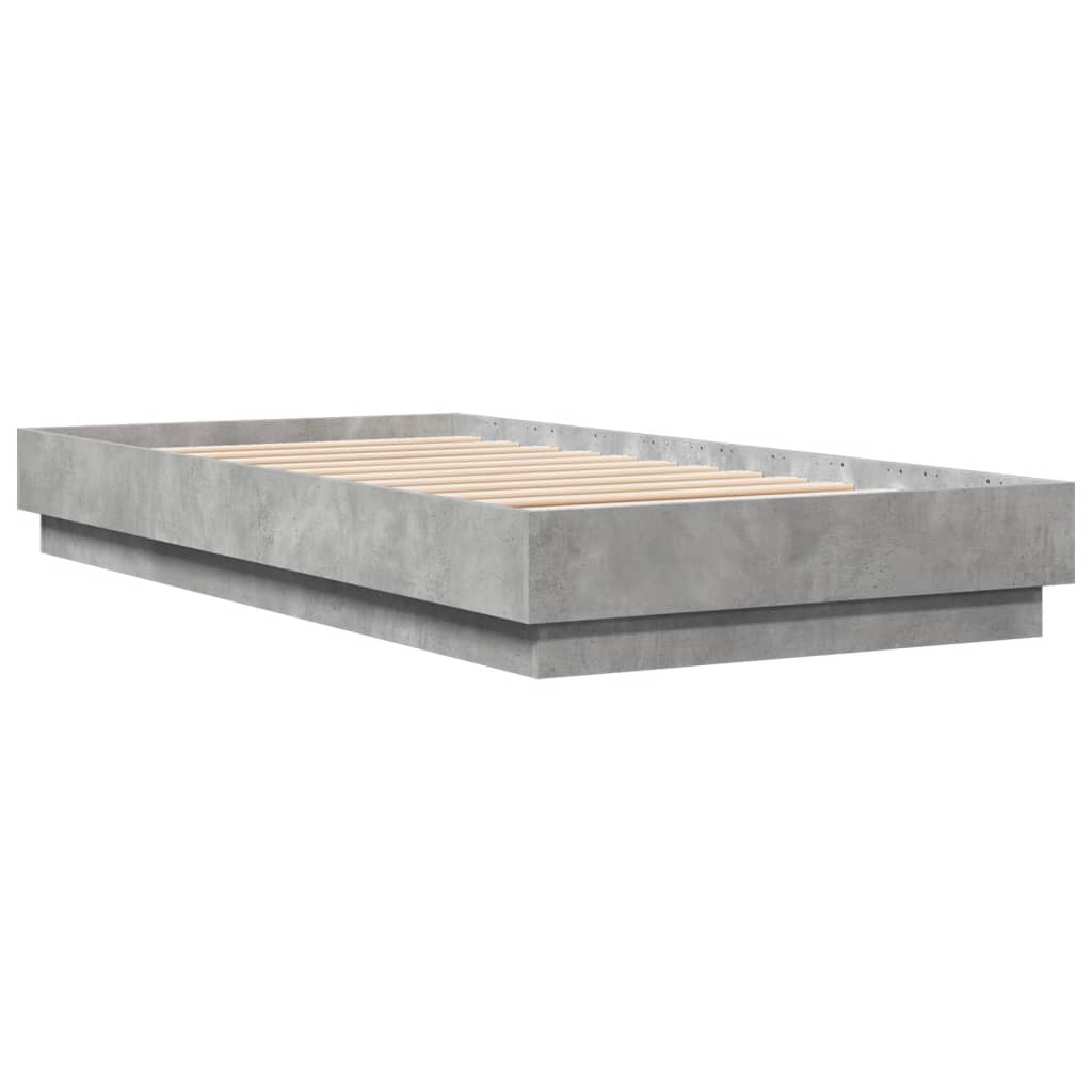 Bed Frame without Mattress with LED Lights Concrete Grey 90x190 cm Single