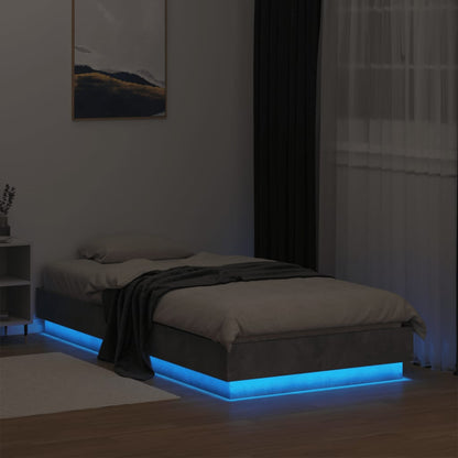 Bed Frame without Mattress with LED Lights Concrete Grey 90x190 cm Single