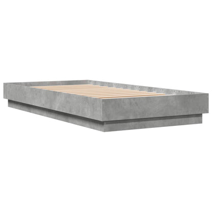 Bed Frame without Mattress with LED Lights Concrete Grey 90x190 cm Single