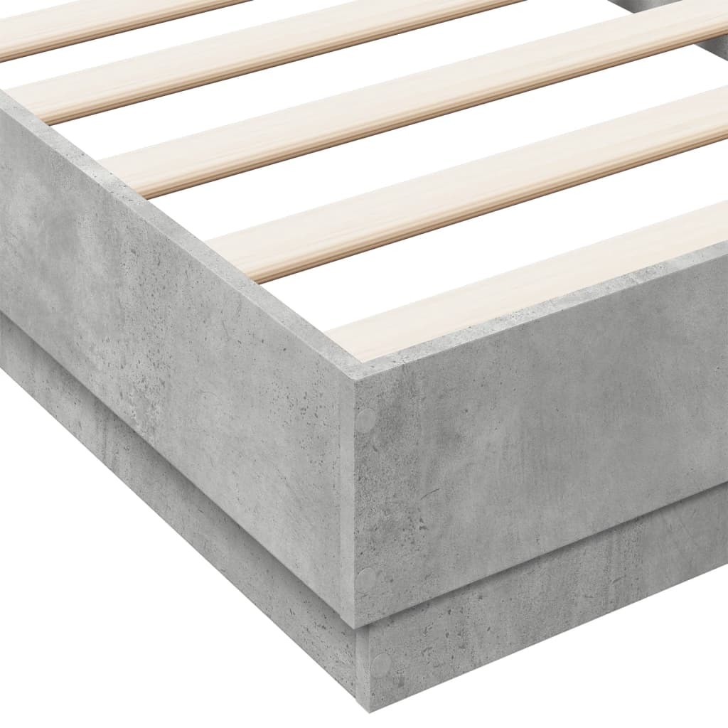 Bed Frame without Mattress with LED Lights Concrete Grey 90x190 cm Single