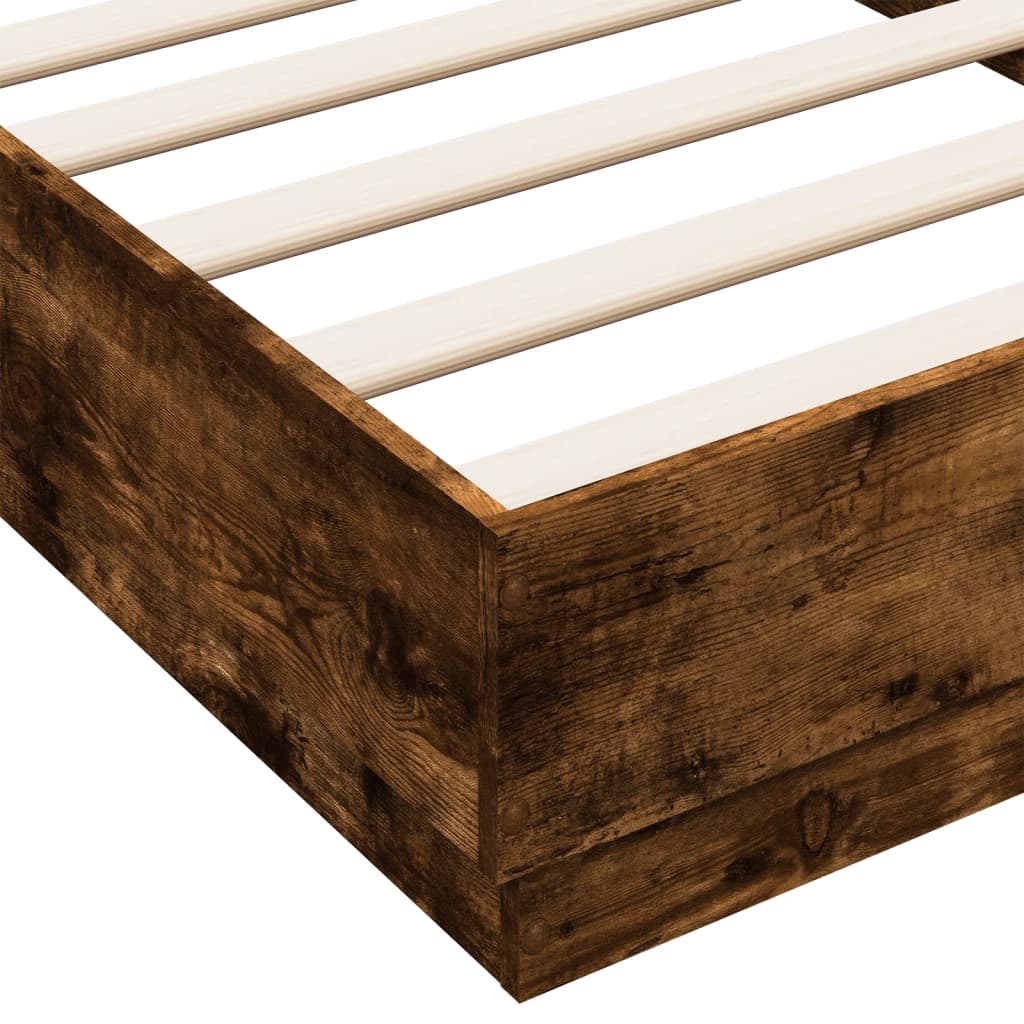 Bed Frame with LED Lights Smoked Oak 90x190 cm Single