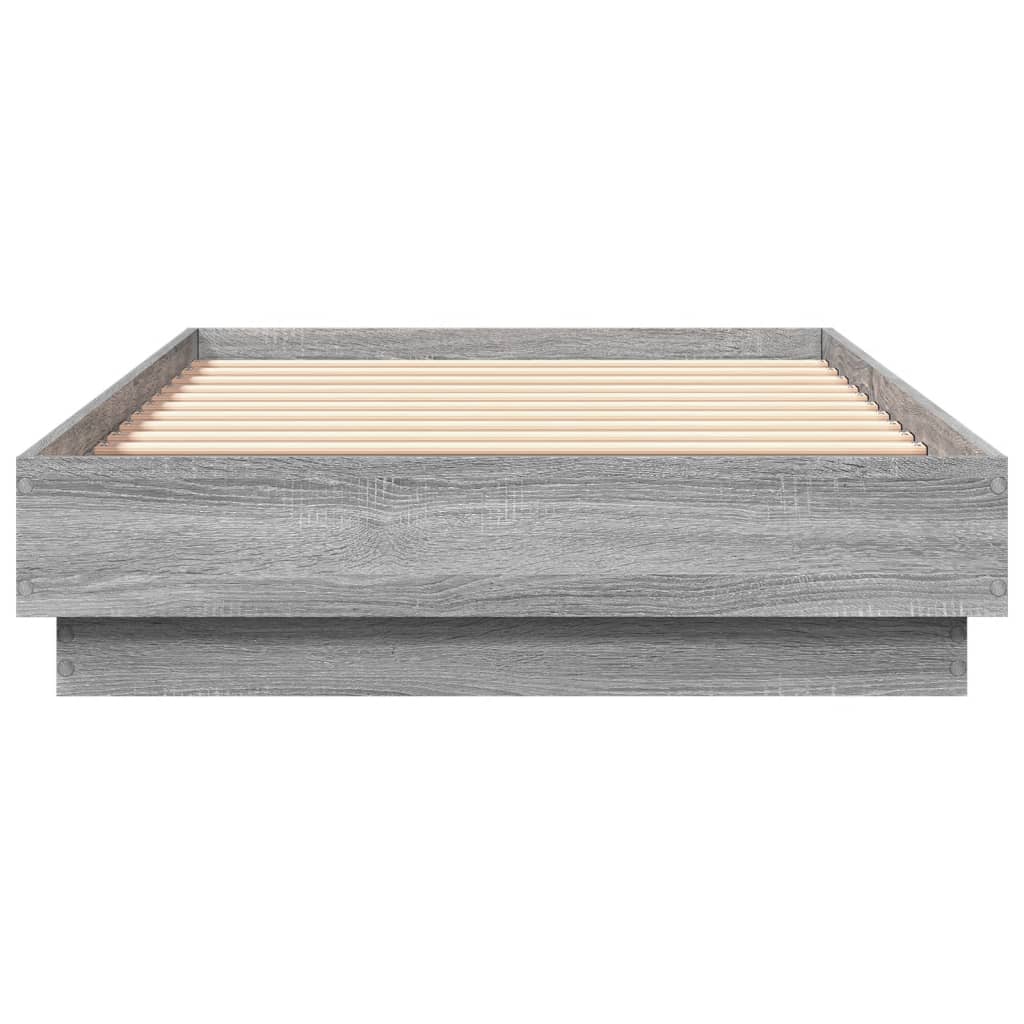 Bed Frame with LED Lights Grey Sonoma 90x190 cm Single