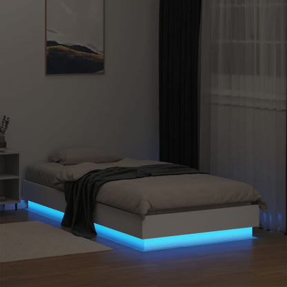 Bed Frame with LED Lights White 75x190 cm Small Single