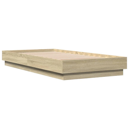 Bed Frame with LED Lights Sonoma Oak 75x190 cm Small Single