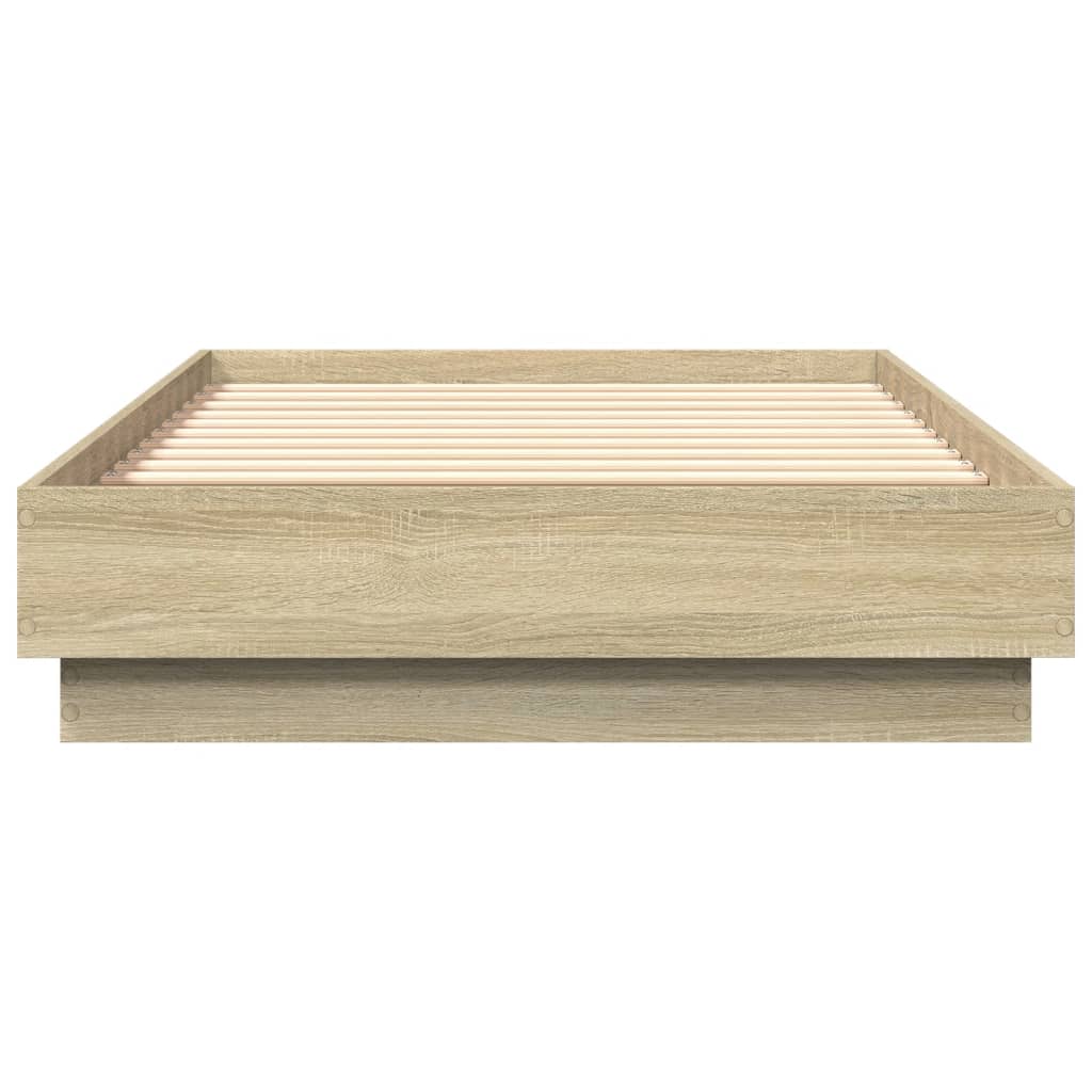 Bed Frame with LED Lights Sonoma Oak 75x190 cm Small Single