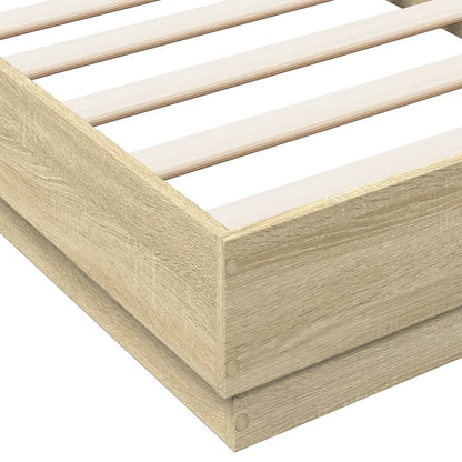 Bed Frame with LED Lights Sonoma Oak 75x190 cm Small Single