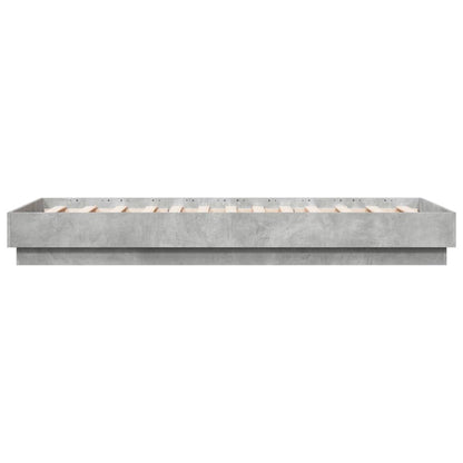 Bed Frame without Mattress with LED Lights Concrete Grey 75x190 cm Small Single