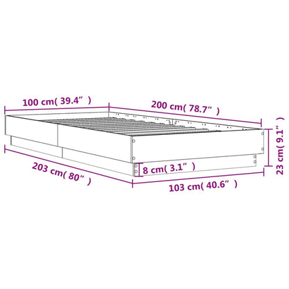 Bed Frame White 100x200 cm Engineered Wood