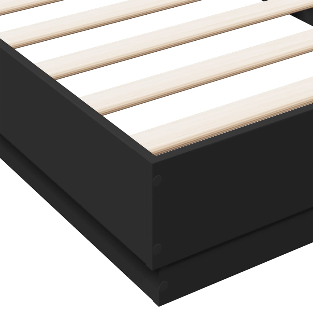 Bed Frame without Mattress Black 100x200 cm Engineered Wood