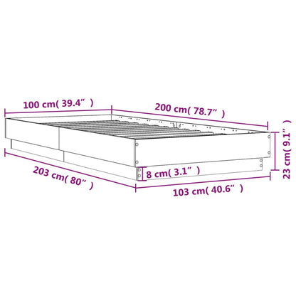 Bed Frame without Mattress Black 100x200 cm Engineered Wood