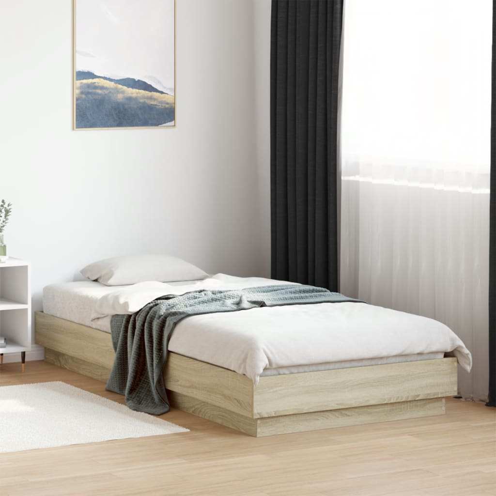 Bed Frame Sonoma Oak 100x200 cm Engineered Wood