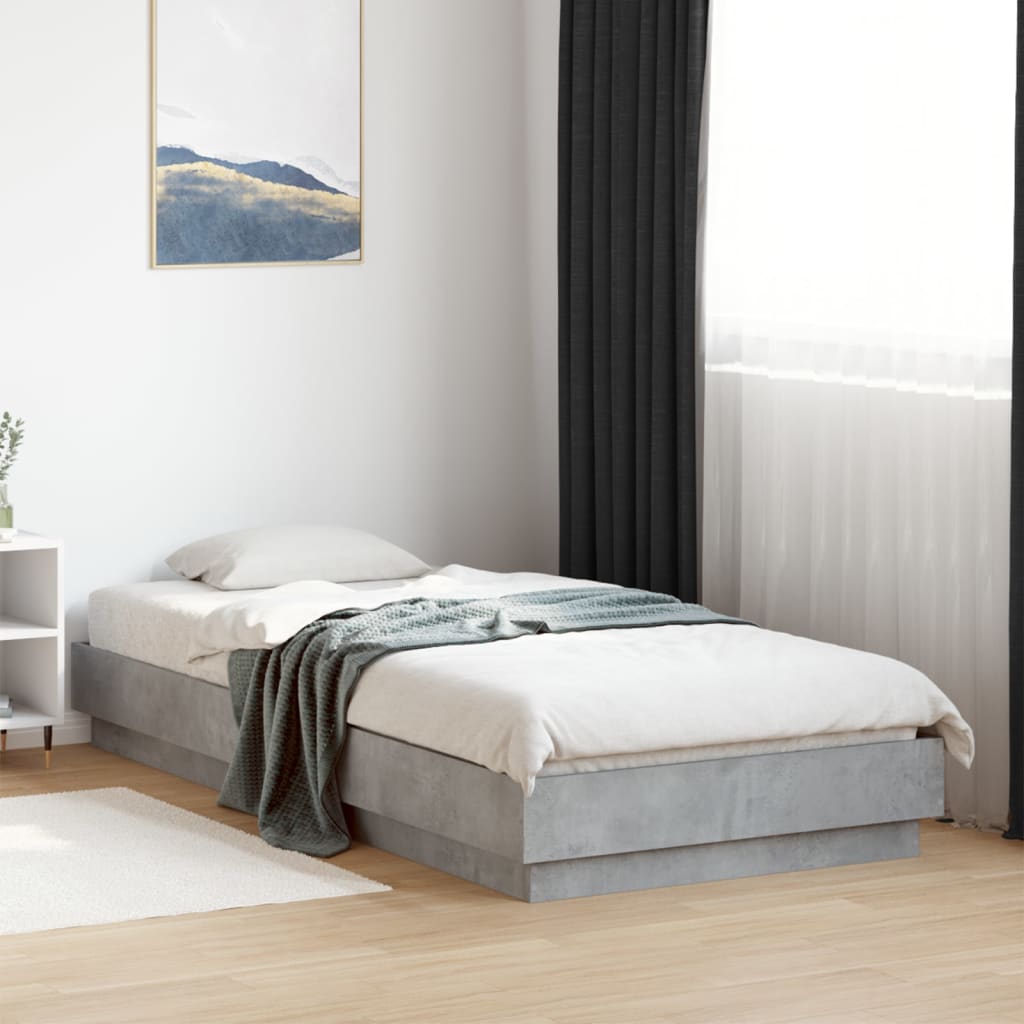 Bed Frame Concrete Grey 100x200 cm Engineered Wood