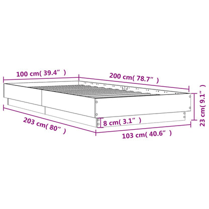 Bed Frame Concrete Grey 100x200 cm Engineered Wood