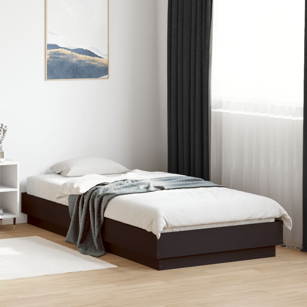 Bed Frame Black 90x200 cm Engineered Wood