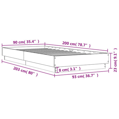 Bed Frame Black 90x200 cm Engineered Wood