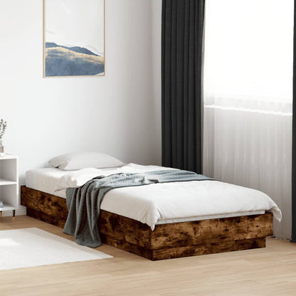 Bed Frame Smoked Oak 90x200 cm Engineered Wood