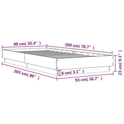 Bed Frame Smoked Oak 90x200 cm Engineered Wood