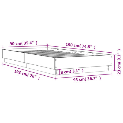 Bed Frame White 90x190 cm Engineered Wood