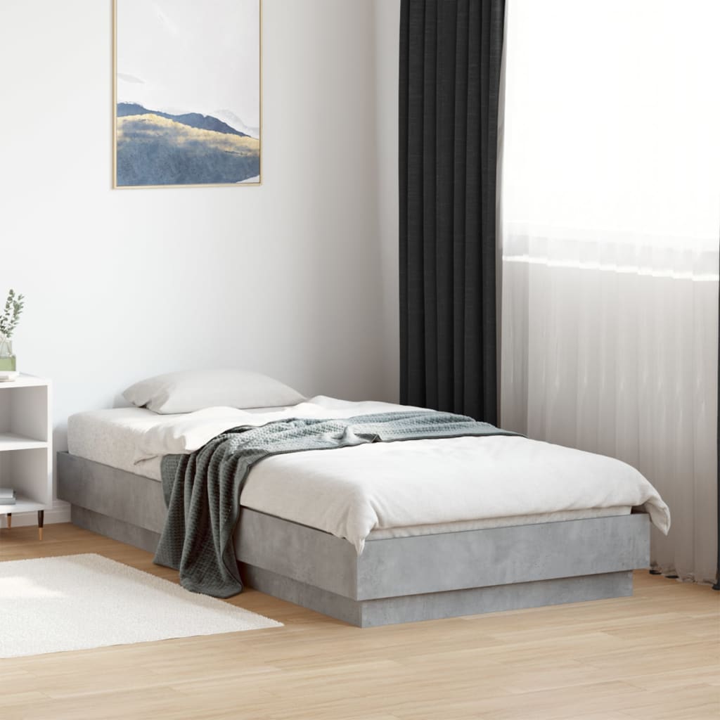 Bed Frame without Mattress Concrete Grey 90x190 cm Single