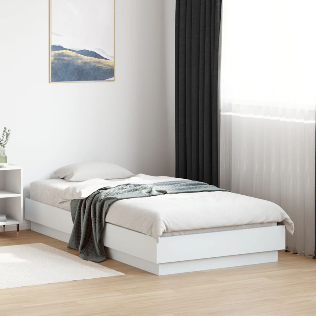 Bed Frame without Mattress White 75x190 cm Small Single Engineered Wood