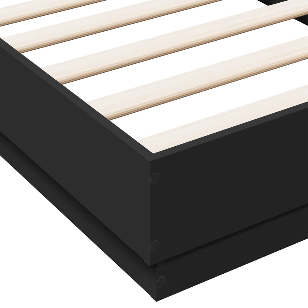 Bed Frame Black 75x190 cm Engineered Wood