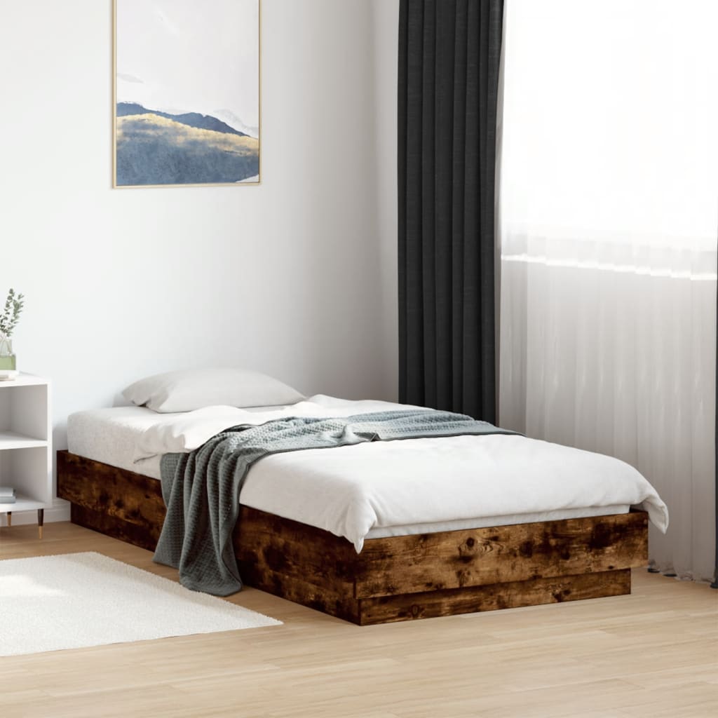 Bed Frame Smoked Oak 75x190 cm Engineered Wood