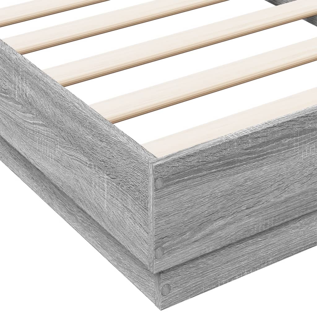 Bed Frame Grey Sonoma 75x190 cm Engineered Wood