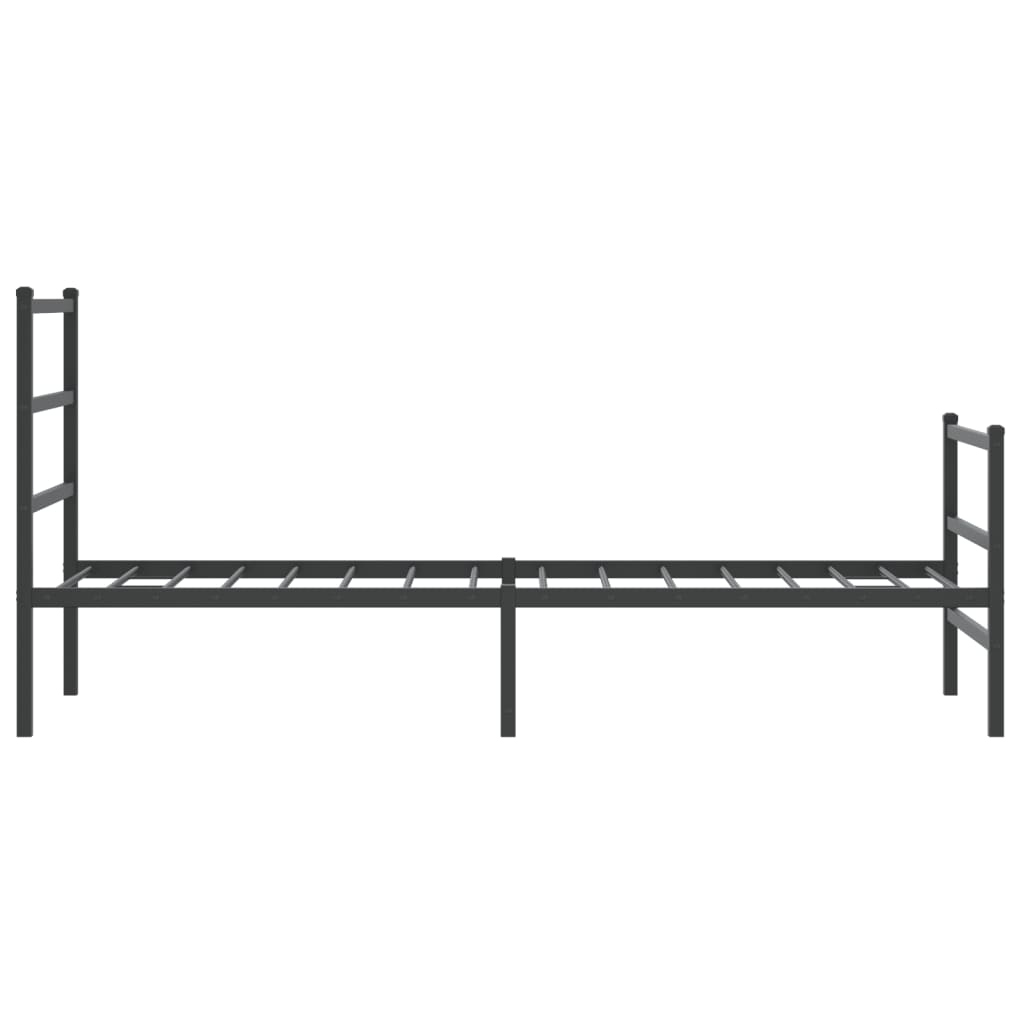 Metal Bed Frame without Mattress with Footboard Black 75x190 cm Small Single