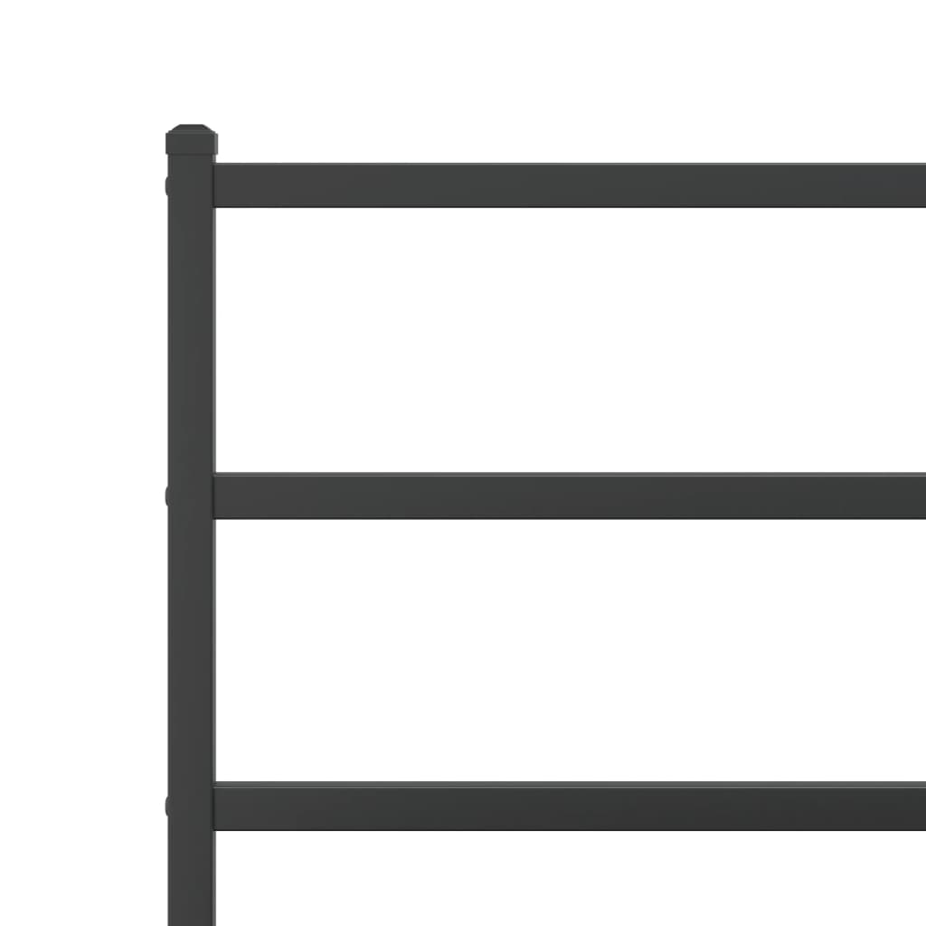 Metal Bed Frame without Mattress with Footboard Black 75x190 cm Small Single