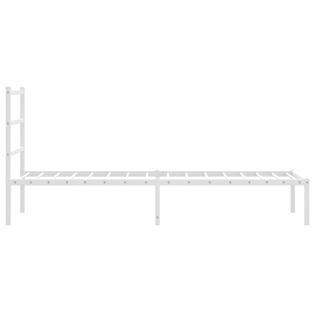 Metal Bed Frame without Mattress with Headboard White 75x190 cm Small Single