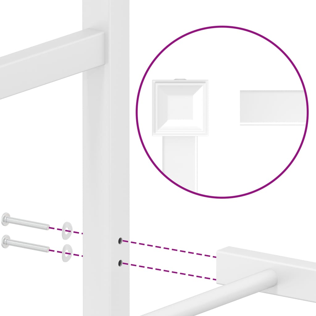 Metal Bed Frame without Mattress with Headboard White 75x190 cm Small Single