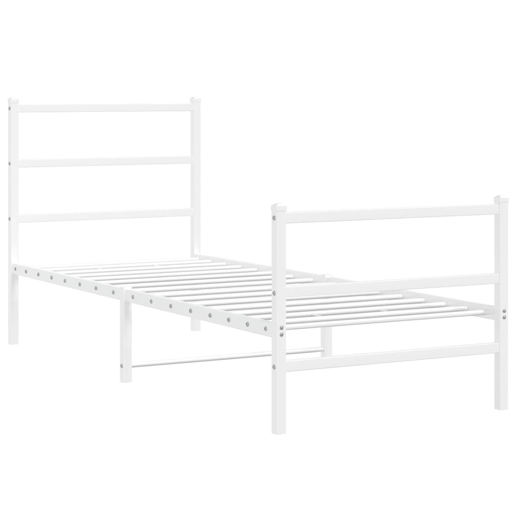 Metal Bed Frame without Mattress with Footboard White 80x200 cm