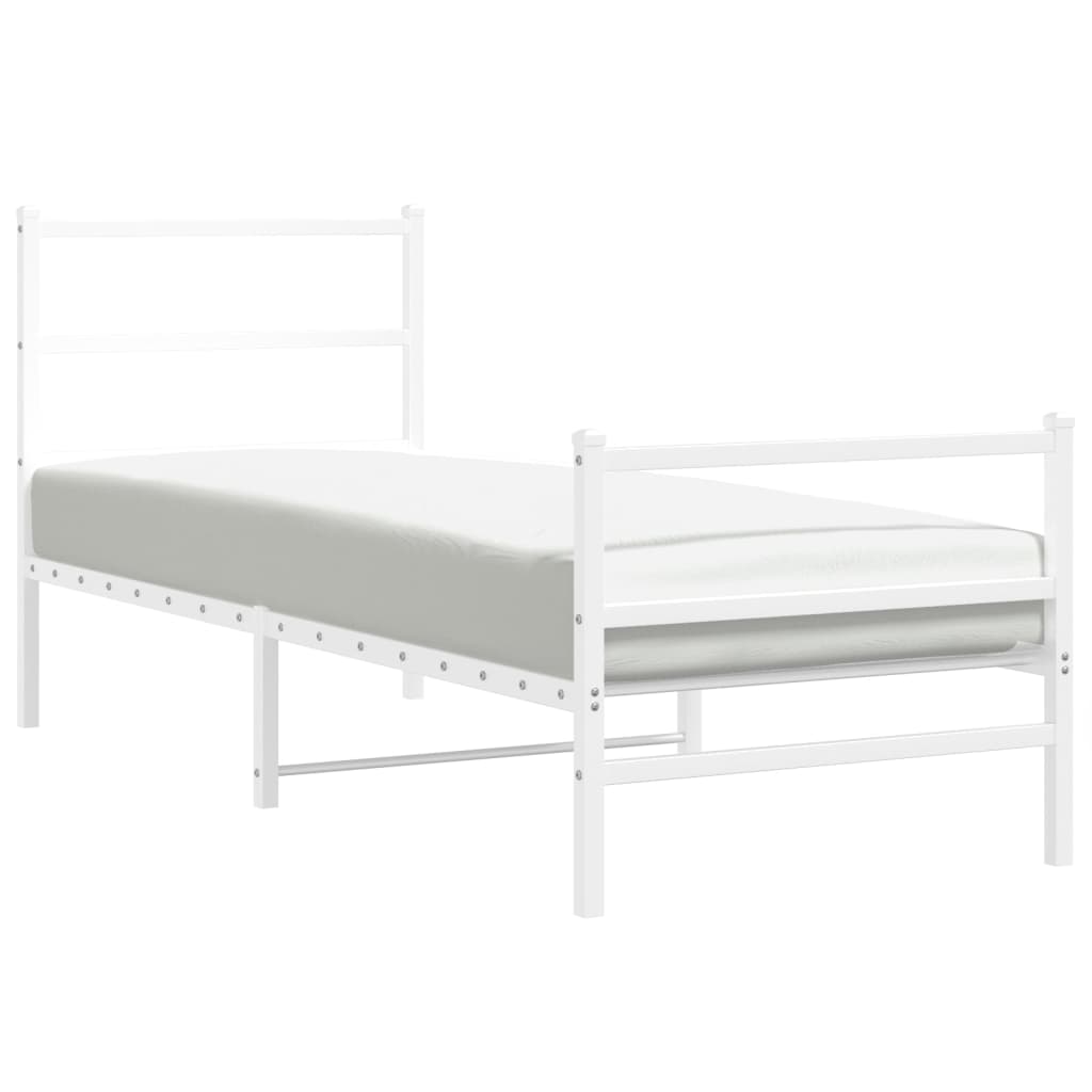 Metal Bed Frame without Mattress with Footboard White 80x200 cm