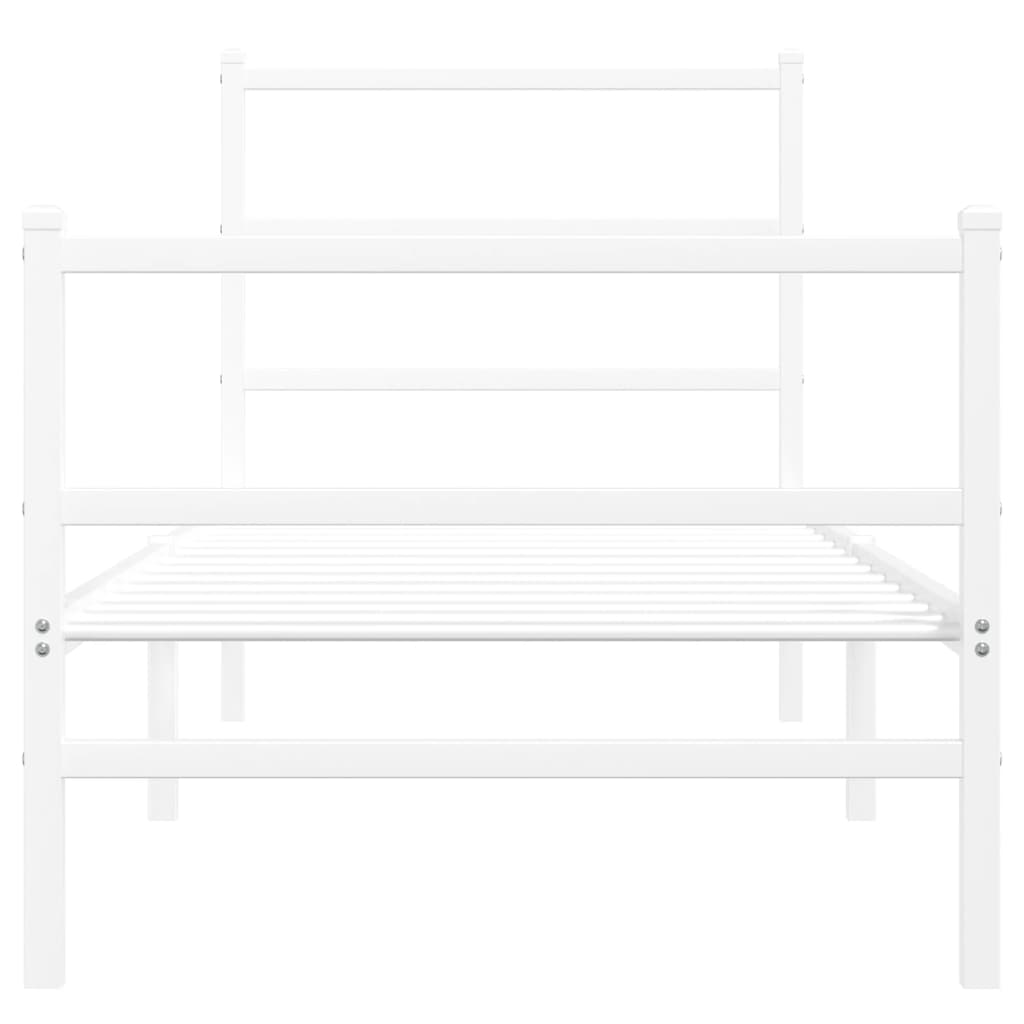 Metal Bed Frame without Mattress with Footboard White 80x200 cm