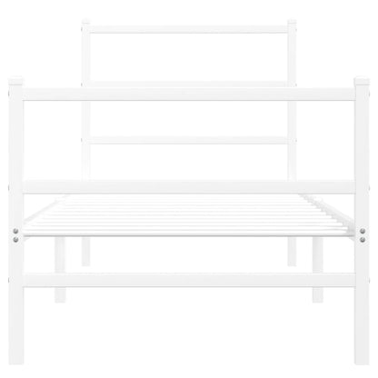 Metal Bed Frame without Mattress with Footboard White 80x200 cm