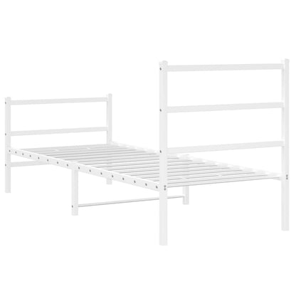 Metal Bed Frame without Mattress with Footboard White 80x200 cm