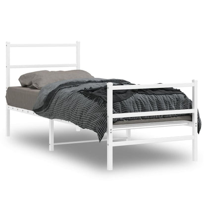 Metal Bed Frame without Mattress with Footboard White 80x200 cm