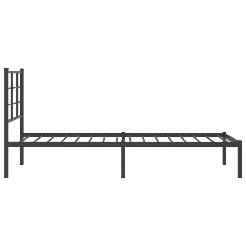 Metal Bed Frame with Headboard Black 75x190 cm Small Single