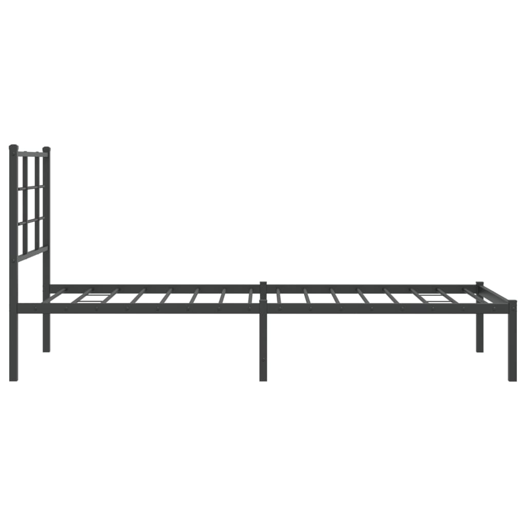 Metal Bed Frame with Headboard Black 80x200 cm