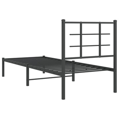 Metal Bed Frame with Headboard Black 80x200 cm