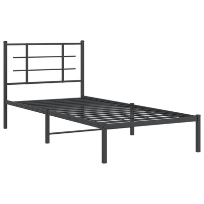 Metal Bed Frame without Mattress with Headboard Black 90x200 cm