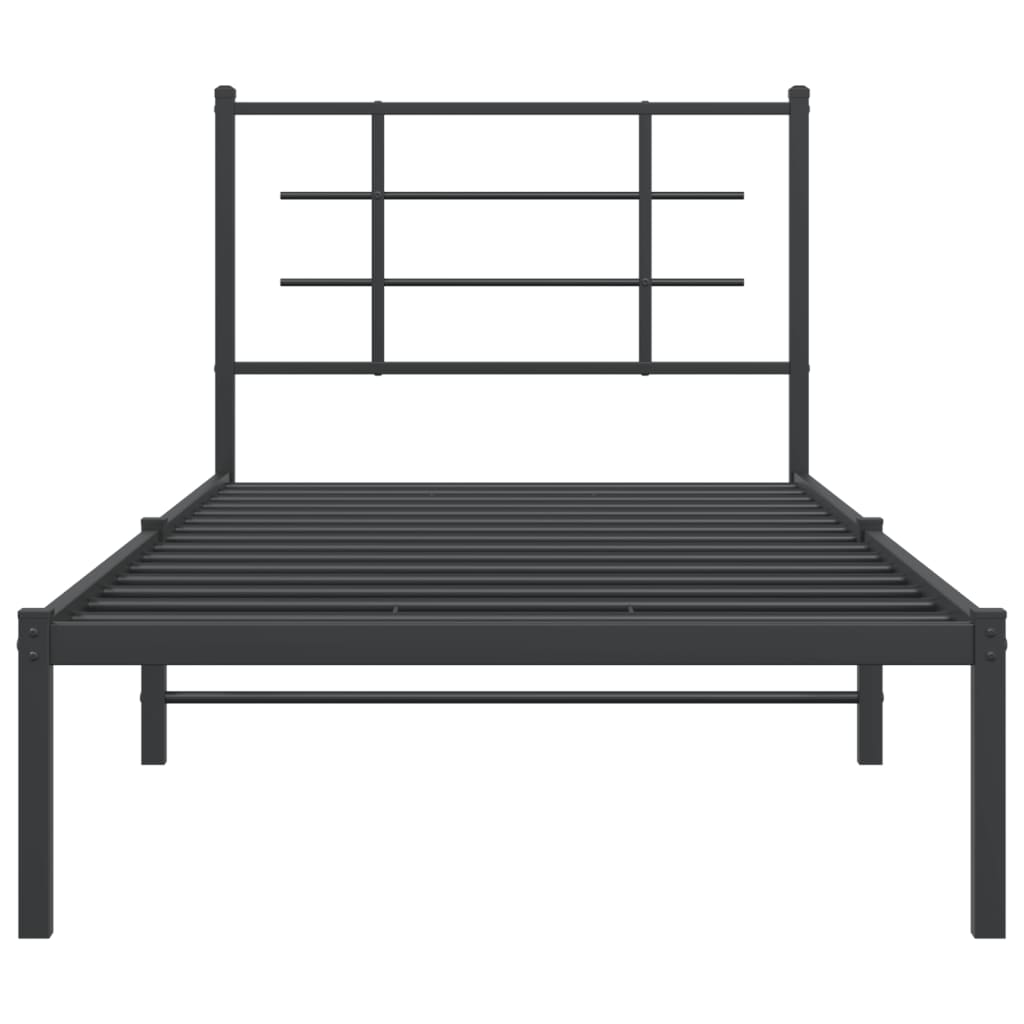 Metal Bed Frame without Mattress with Headboard Black 90x200 cm