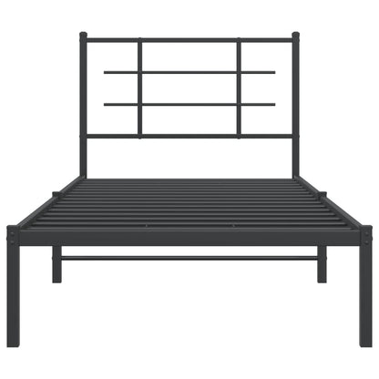 Metal Bed Frame without Mattress with Headboard Black 90x200 cm