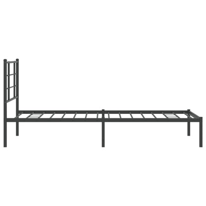 Metal Bed Frame without Mattress with Headboard Black 90x200 cm