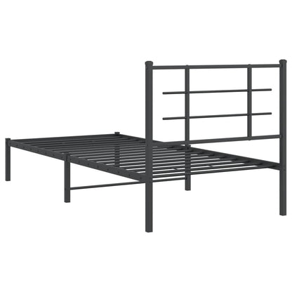 Metal Bed Frame without Mattress with Headboard Black 90x200 cm