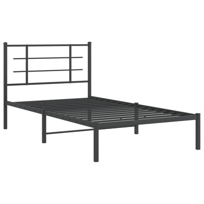 Metal Bed Frame with Headboard Black 100x190 cm